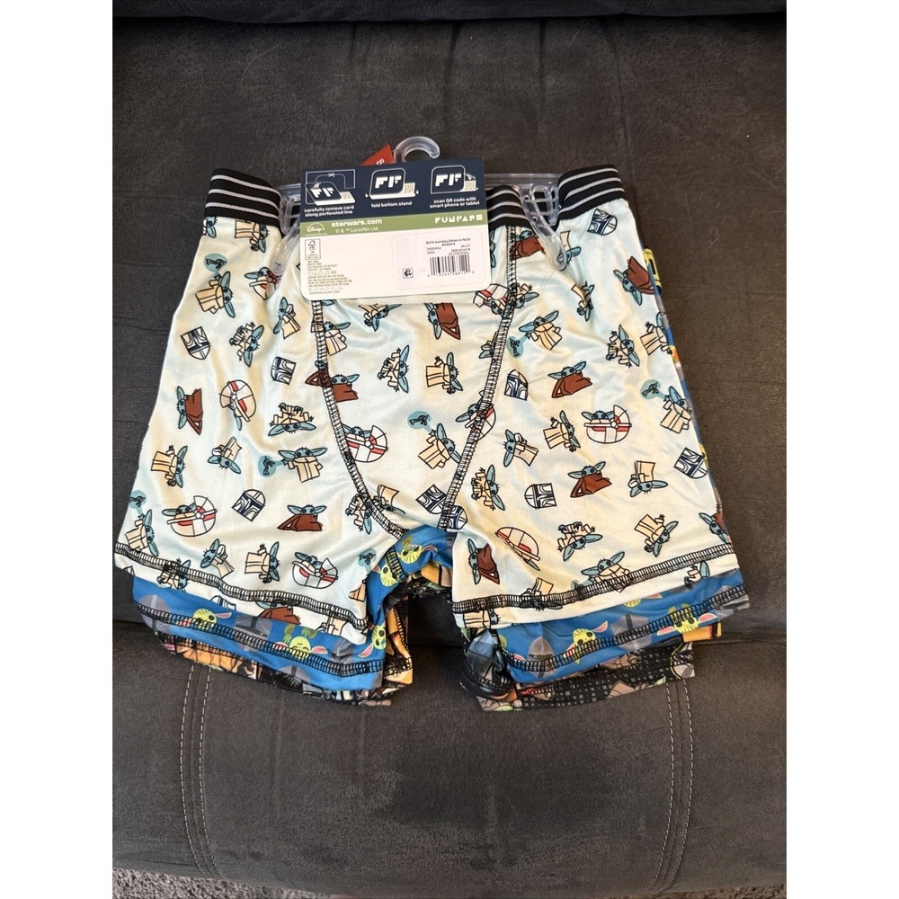 Star Wars Mandalorian Boxer Briefs Boys 8 4-Pack Grogu Baby Yoda Stretch Funfare
